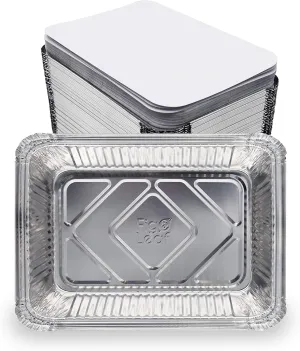 (60 Pack) Premium 2.5-LB Takeout Pans with Lids - 8.6" x 6.1" x 2" l Heavy Duty Disposable Aluminum Foil for Catering Party Meal Prep Freezer Drip Pans BBQ Potluck Holidays