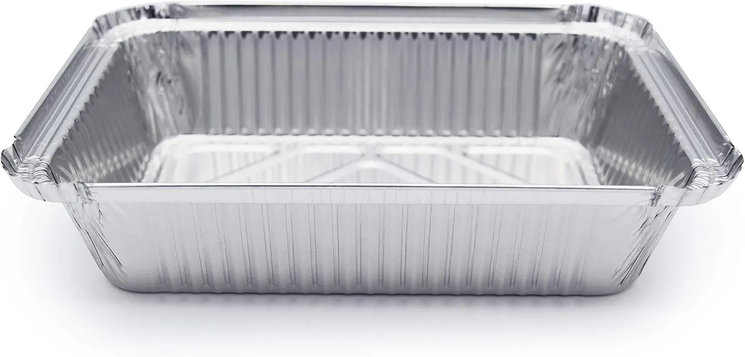 (60 Pack) Premium 2.5-LB Takeout Pans with Lids - 8.6" x 6.1" x 2" l Heavy Duty Disposable Aluminum Foil for Catering Party Meal Prep Freezer Drip Pans BBQ Potluck Holidays