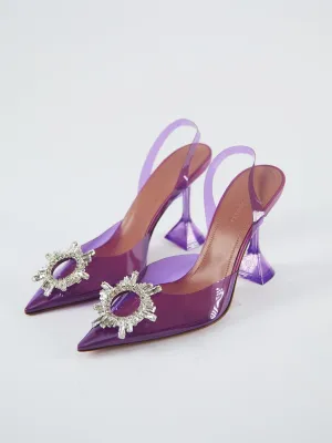AMINA MUADDI PVC BEGUM CRYSTAL EMBELLISHED SLINGBACKS Purple - Size 39