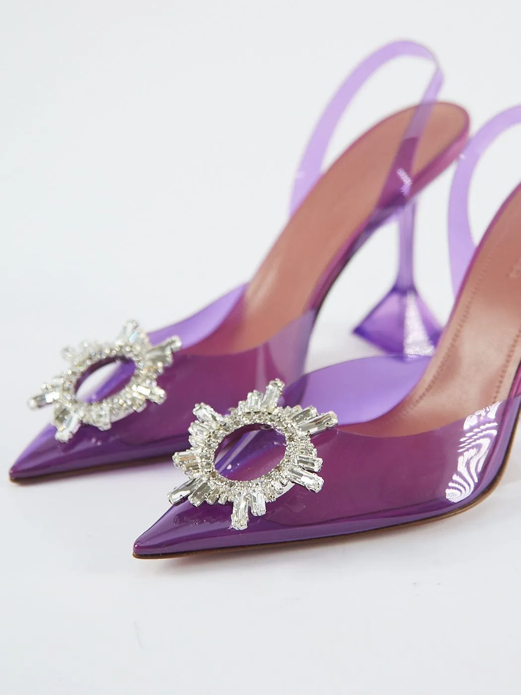 AMINA MUADDI PVC BEGUM CRYSTAL EMBELLISHED SLINGBACKS Purple - Size 39