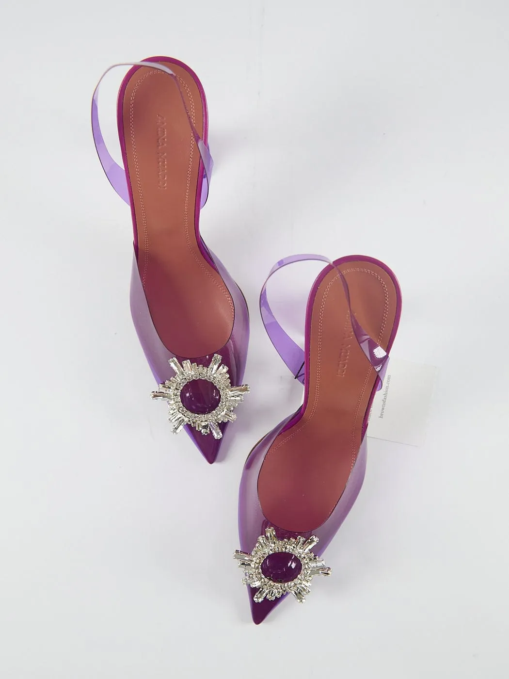 AMINA MUADDI PVC BEGUM CRYSTAL EMBELLISHED SLINGBACKS Purple - Size 39