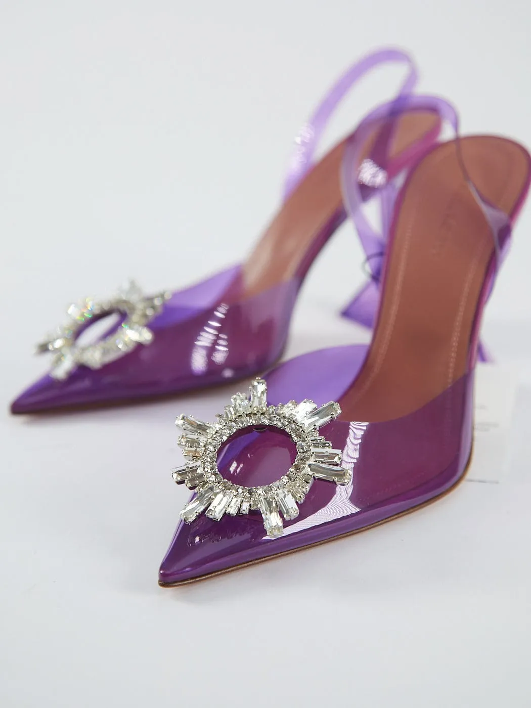 AMINA MUADDI PVC BEGUM CRYSTAL EMBELLISHED SLINGBACKS Purple - Size 39