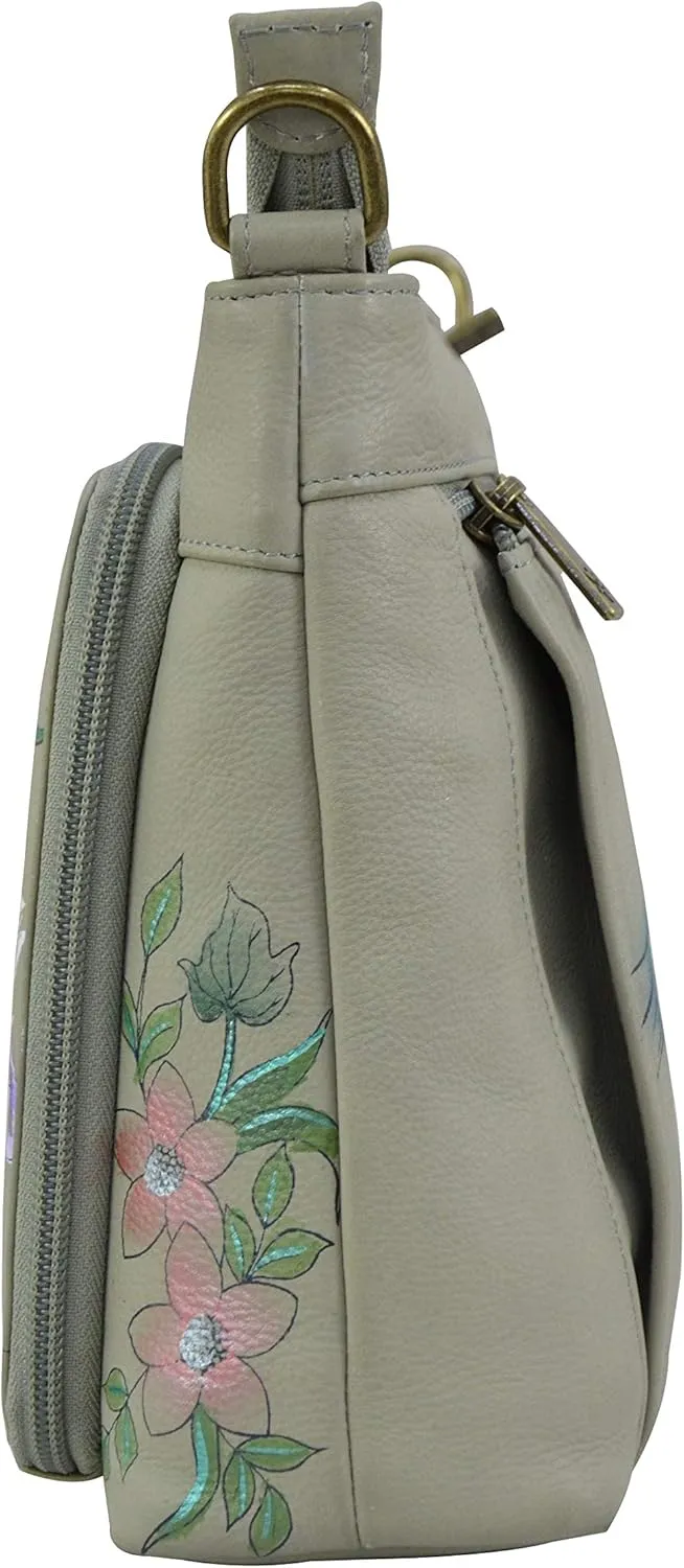 Anuschka Womens Genuine Leather Shoulder Organiser - Hand Painted Exterior