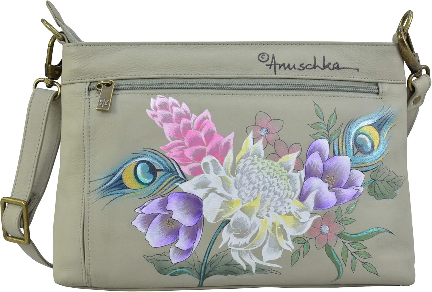 Anuschka Womens Genuine Leather Shoulder Organiser - Hand Painted Exterior
