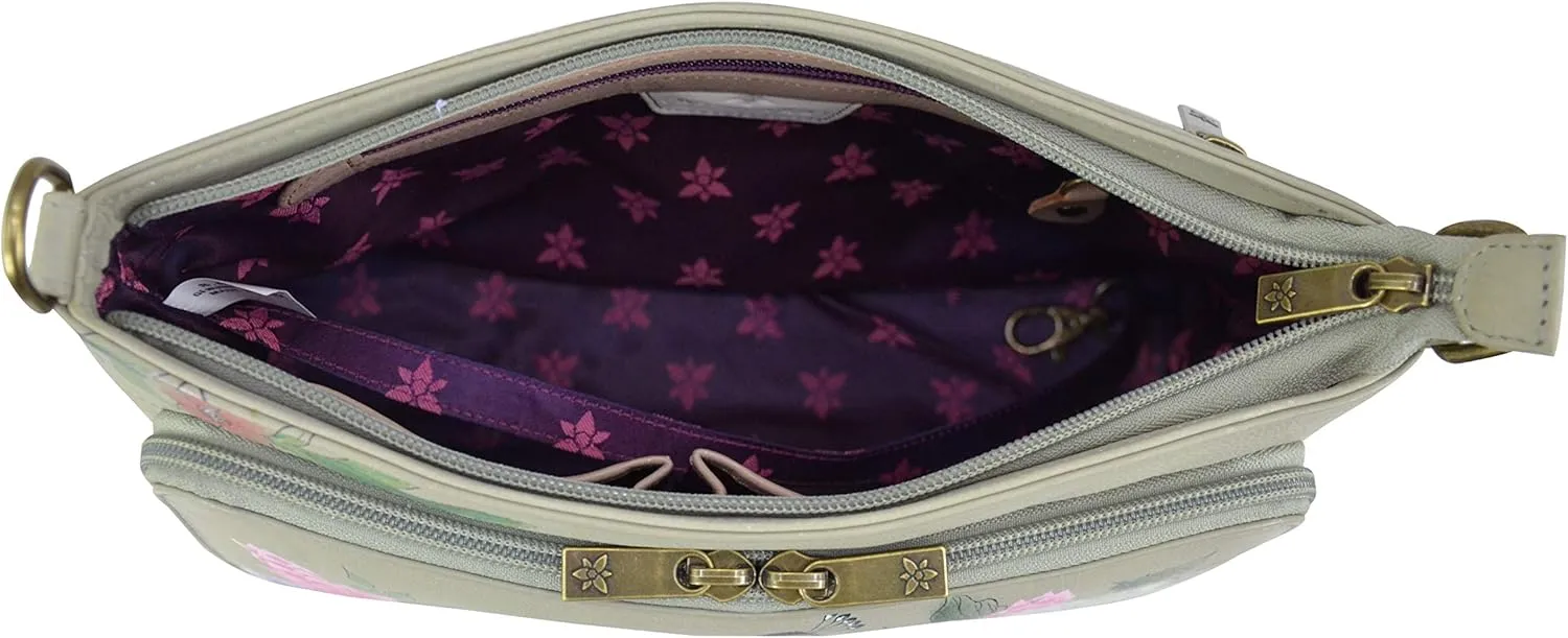 Anuschka Womens Genuine Leather Shoulder Organiser - Hand Painted Exterior
