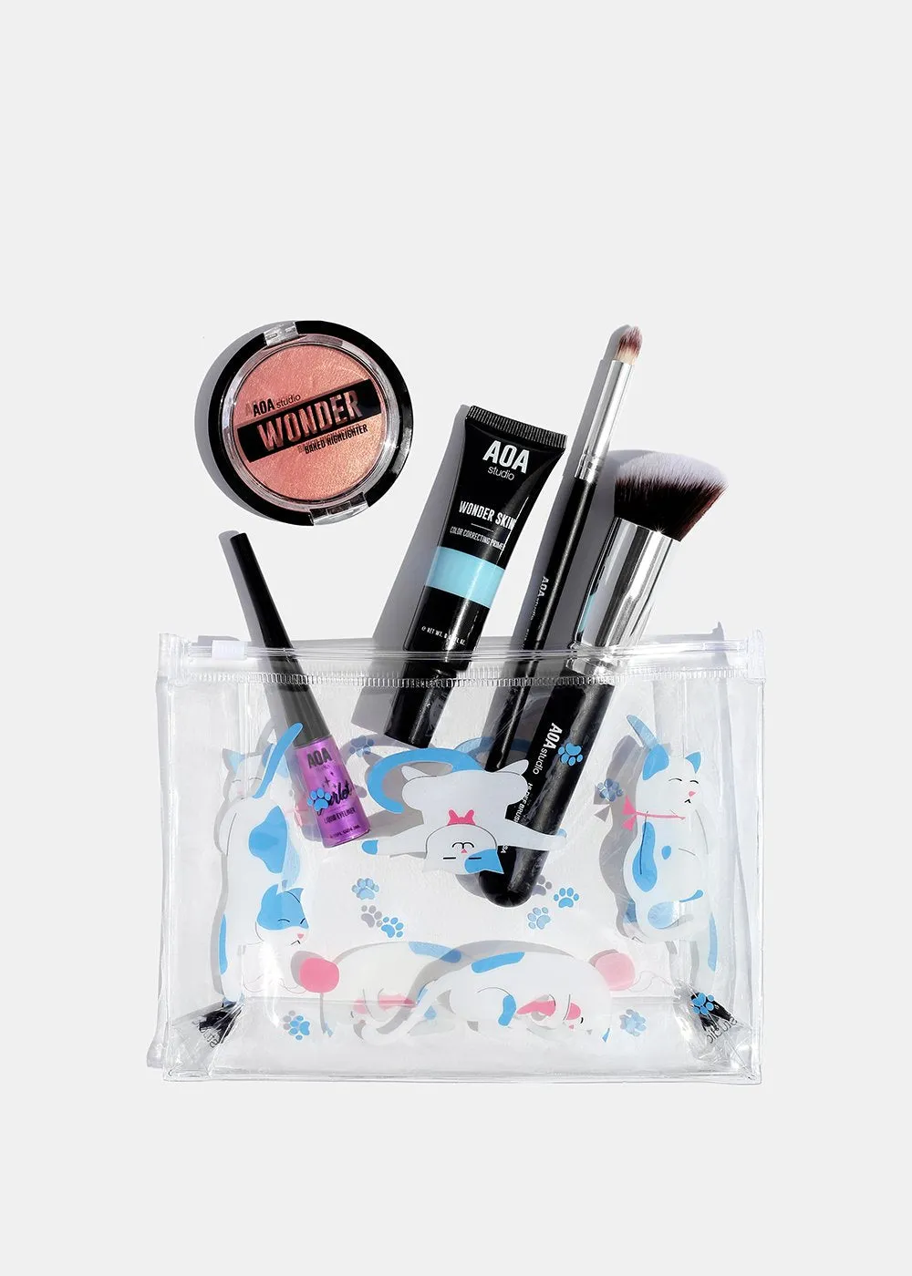 AOA Clear Makeup Pouch - Playful Kittens