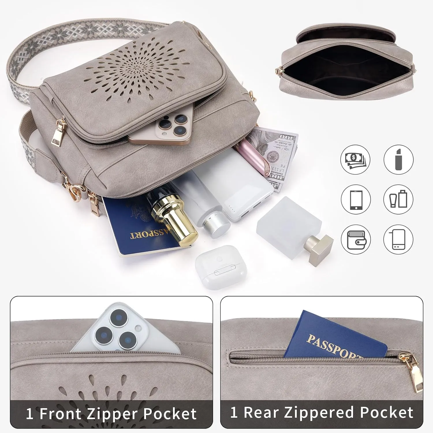 APHISON Crossbody Bags for Women, Vegan Leather Sunflower Crossbody Phone Purse Shoulder Handbags with Adjustable Strap