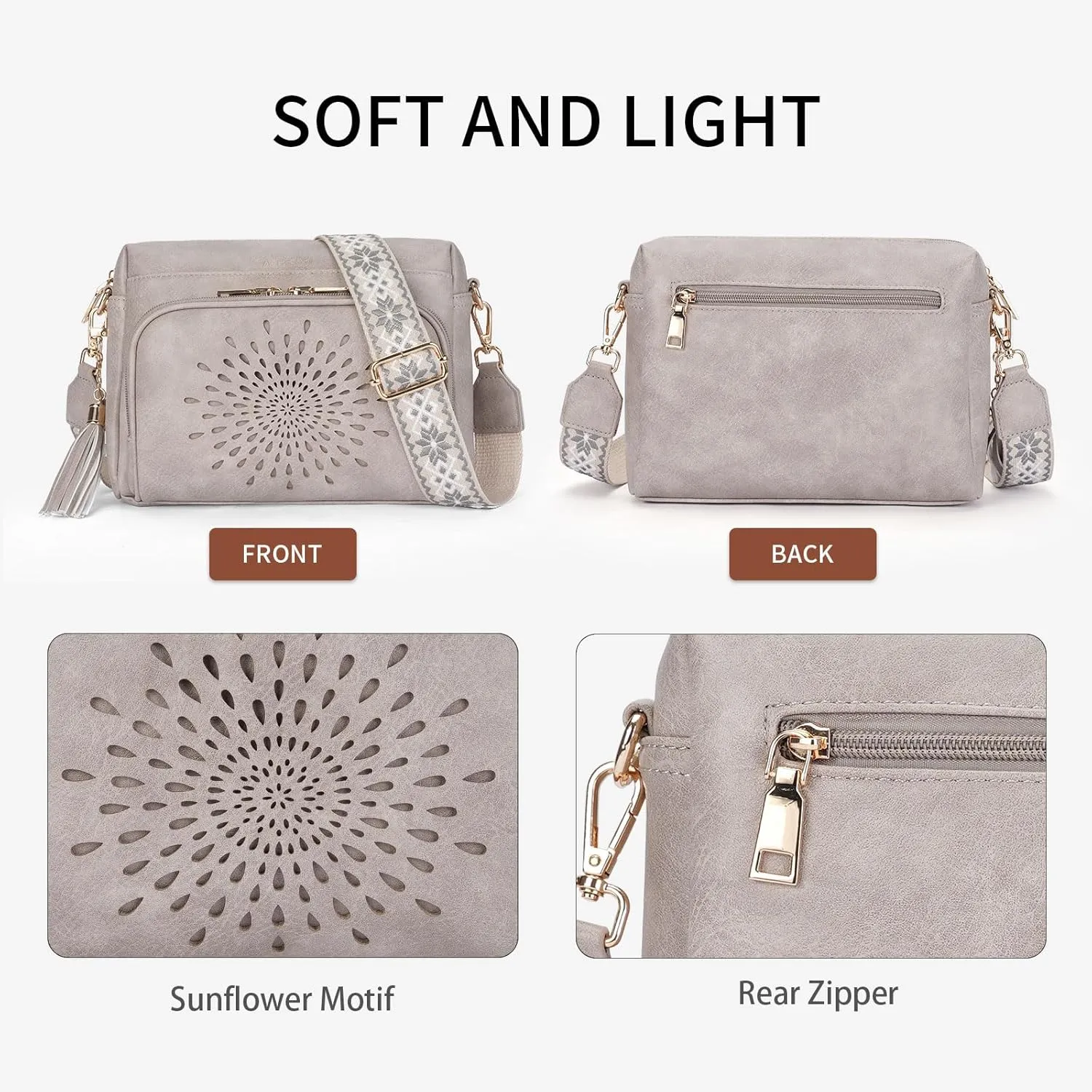 APHISON Crossbody Bags for Women, Vegan Leather Sunflower Crossbody Phone Purse Shoulder Handbags with Adjustable Strap