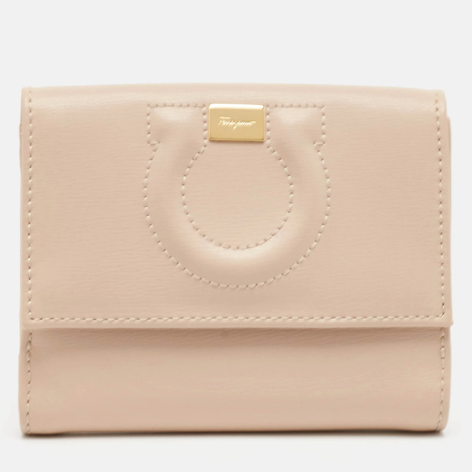 Beige Leather City French Wallet