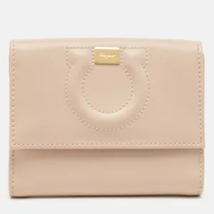 Beige Leather City French Wallet