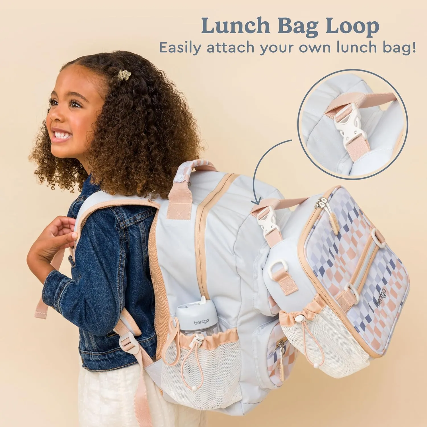 Bentgo Kids Backpack (Whimsy & Wonder Collection) - Lightweight 14 for School, Travel & Daycare - Ideal for Kids 4 , Durable & Water-Resistant, Roomy Interior, Loop for Lunch Bag (Checker Gradient)