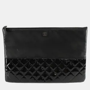 Black Leather CC Large Clutch