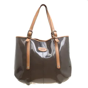 Black/Brown PVC and Leather Tote