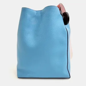 Blue Leather Recall Bucket 17 Handbag