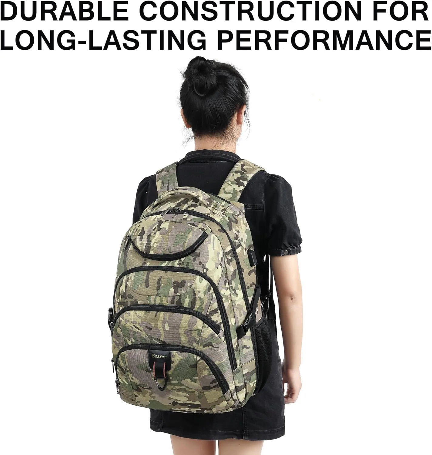 Boavan Rolling Backpack,17 inch Water Resistant Wheeled Backpack,Carry on Luggage Business Bag, Overnight College Computer Backpack Trolley Suitcase for Men Women Adults to Travel