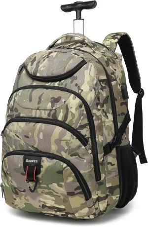 Boavan Rolling Backpack,17 inch Water Resistant Wheeled Backpack,Carry on Luggage Business Bag, Overnight College Computer Backpack Trolley Suitcase for Men Women Adults to Travel