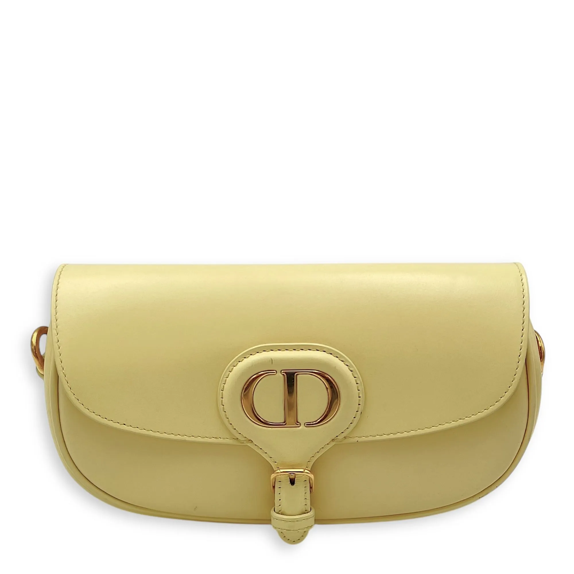 Bobby East West Yellow Crossbody Bag in Calfskin, Gold hardware
