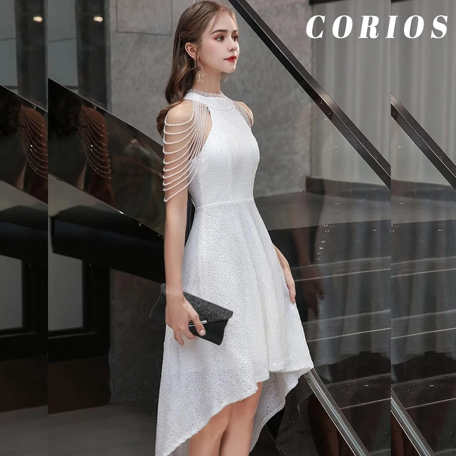 Bridal Wedding Purse Sparkly Shoulder Crossbody Women Envelope Clutch Sequins Evening Shiny Handbag
