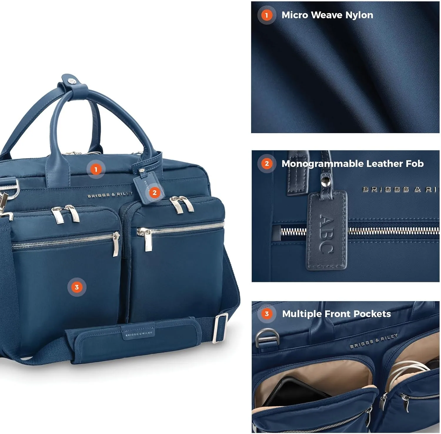 Briggs & Riley Multi-Pocket Cabin Bag - Softside Bag, Two Slip Pockets, Fits up to 15" Laptop - Rhapsody Collection