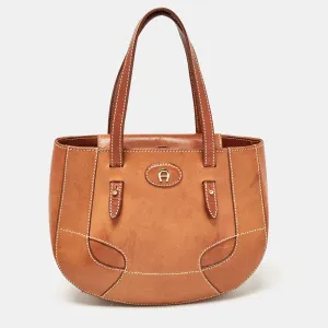 Brown Leather Logo Flap Hobo