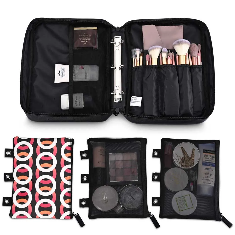 Byootique Essential Loose-Leaf Binder Makeup Bag Cosmetic Organizer