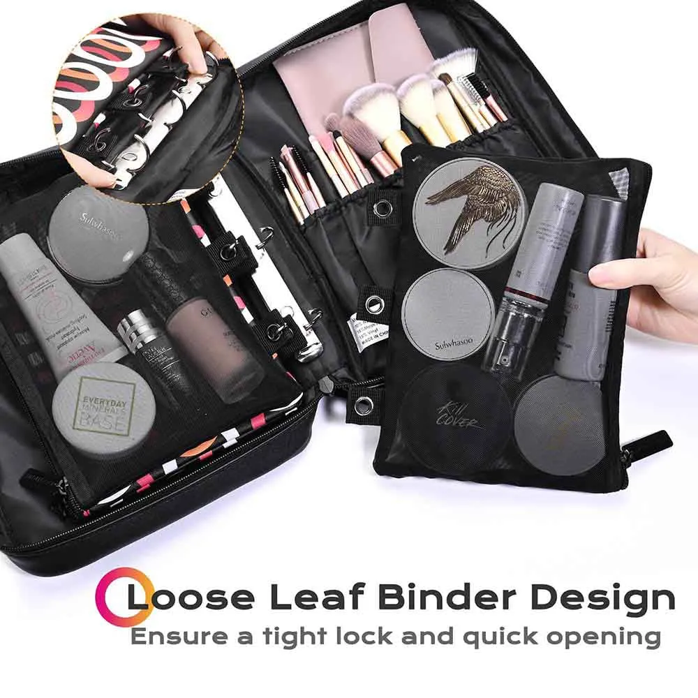 Byootique Essential Loose-Leaf Binder Makeup Bag Cosmetic Organizer