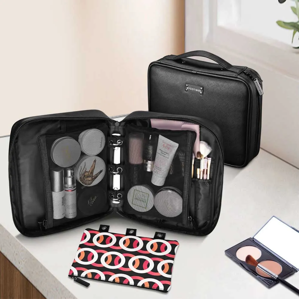 Byootique Essential Loose-Leaf Binder Makeup Bag Cosmetic Organizer