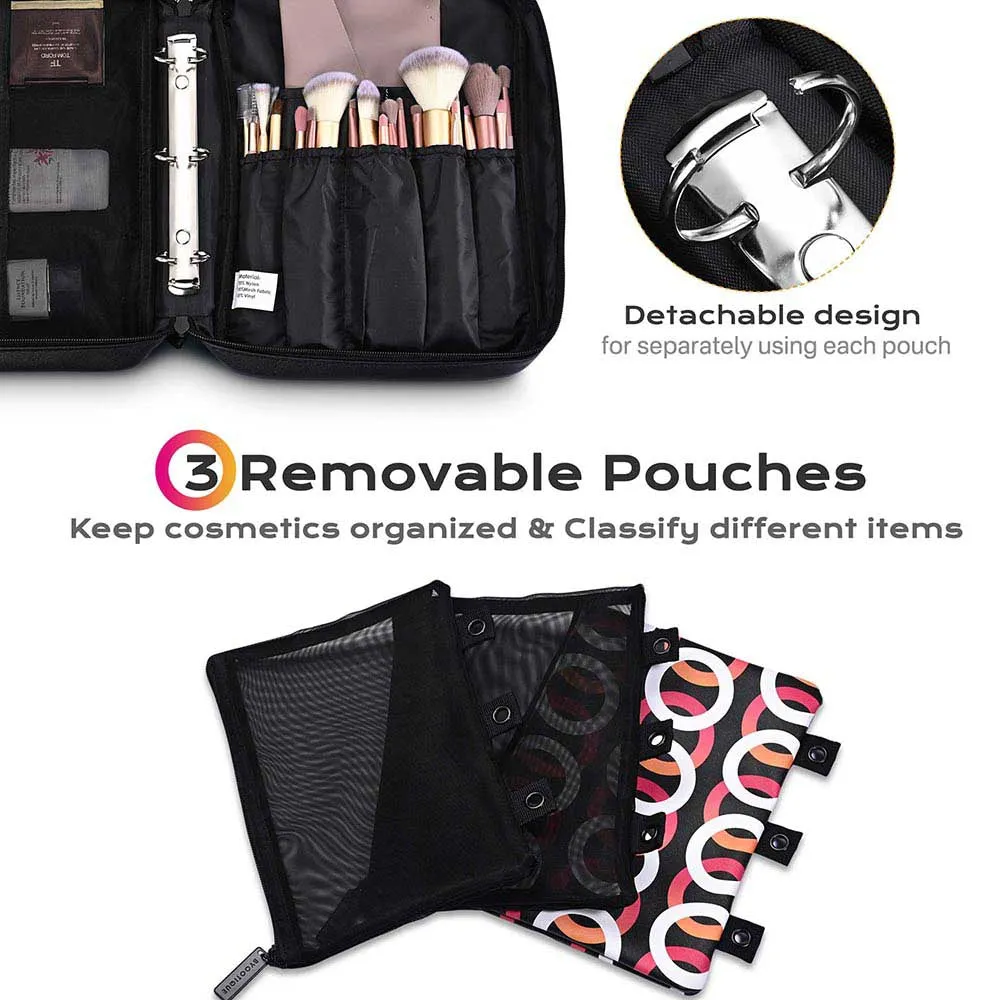 Byootique Essential Loose-Leaf Binder Makeup Bag Cosmetic Organizer