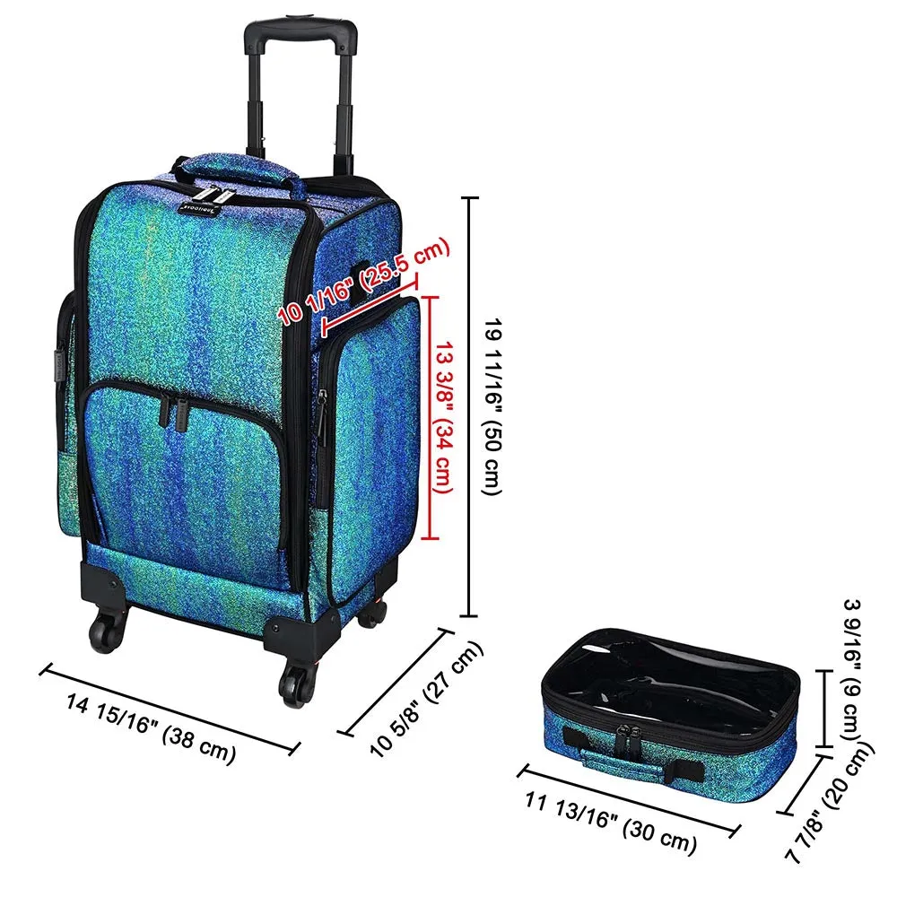 Byootique MassLux Rolling Makeup Case with 8-Tray Malachite Green