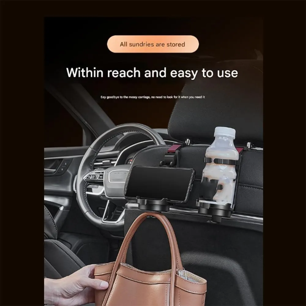 Car Seat Headrest Hook for BMW 7 Series (Long axis) E66 2001-2008,Car Seat Hooks with Phone Holder for Purse,Even Bottle,Backpacks Car Interior Storage Accessories,B