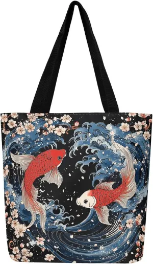Castle Fairy Eastern Style Canvas Tote Bag 19.7x5.1 Inch Ink Painting Style Aesthetic Tote Bag for Adults Shopping Gym