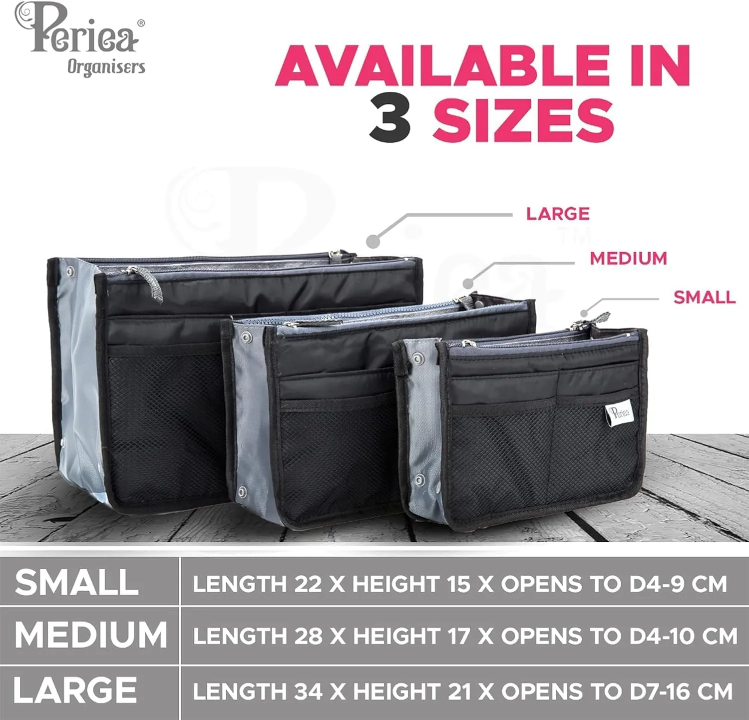 Chelsy Premium Rigid Purse or Organizer Insert (Medium, Black with Neon Yellow Zip)