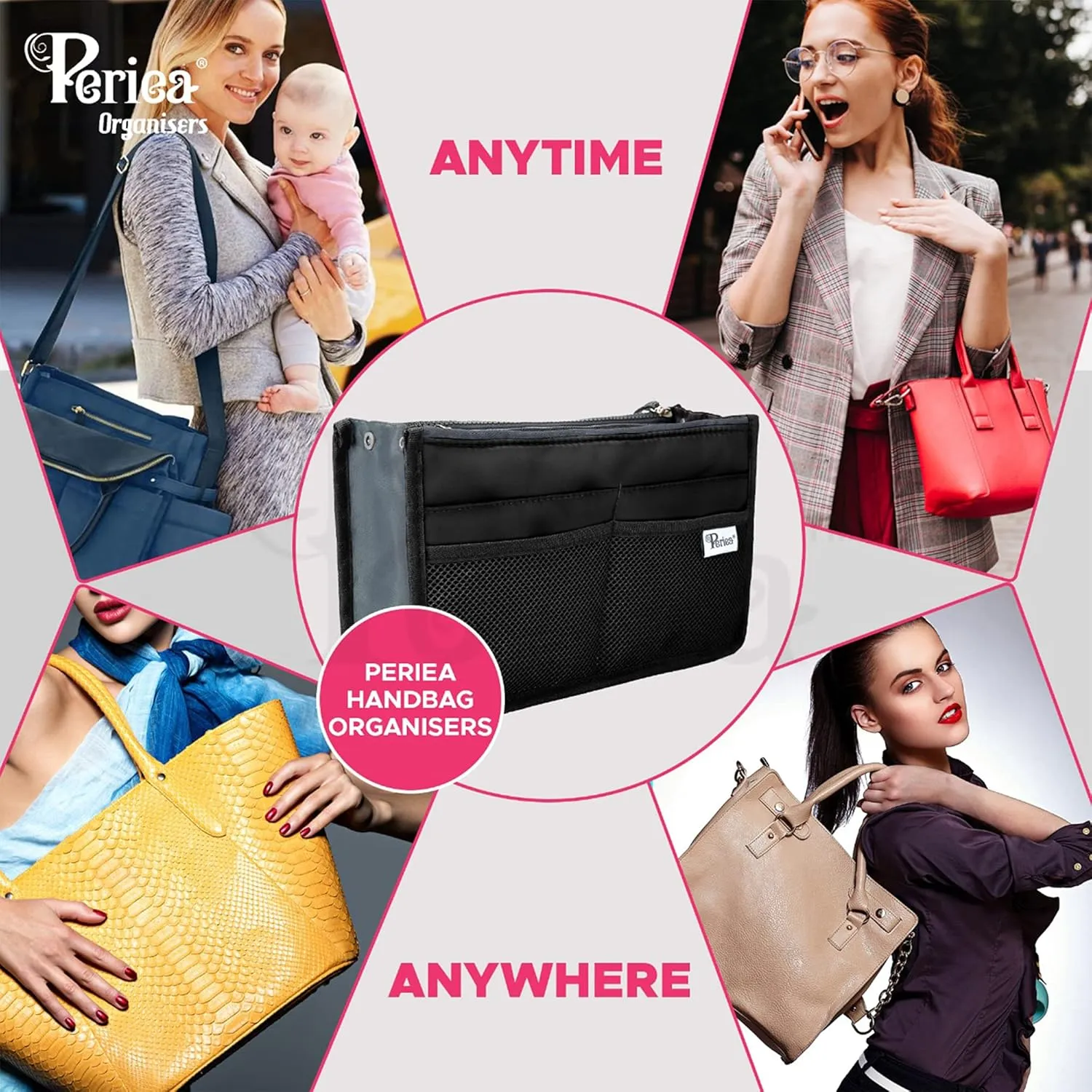 Chelsy Premium Rigid Purse or Organizer Insert (Small, Grey)