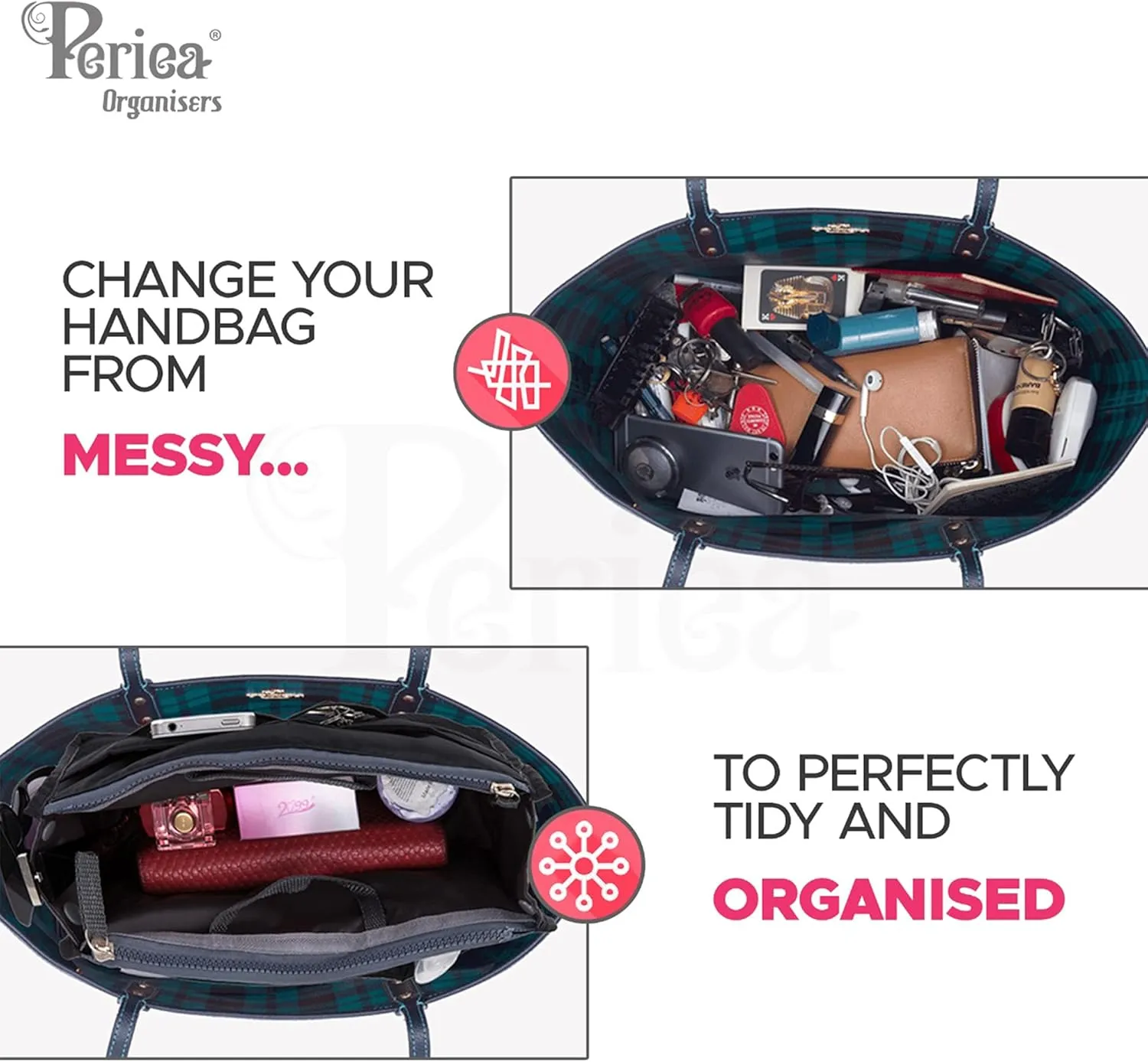 Chelsy Premium Rigid Purse or Organizer Insert (Small, Grey)