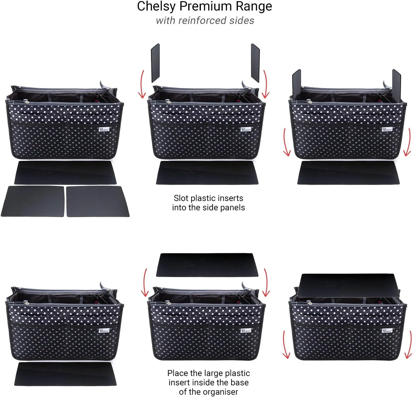 Chelsy Premium Rigid Purse or Organizer Insert (Small, Grey)