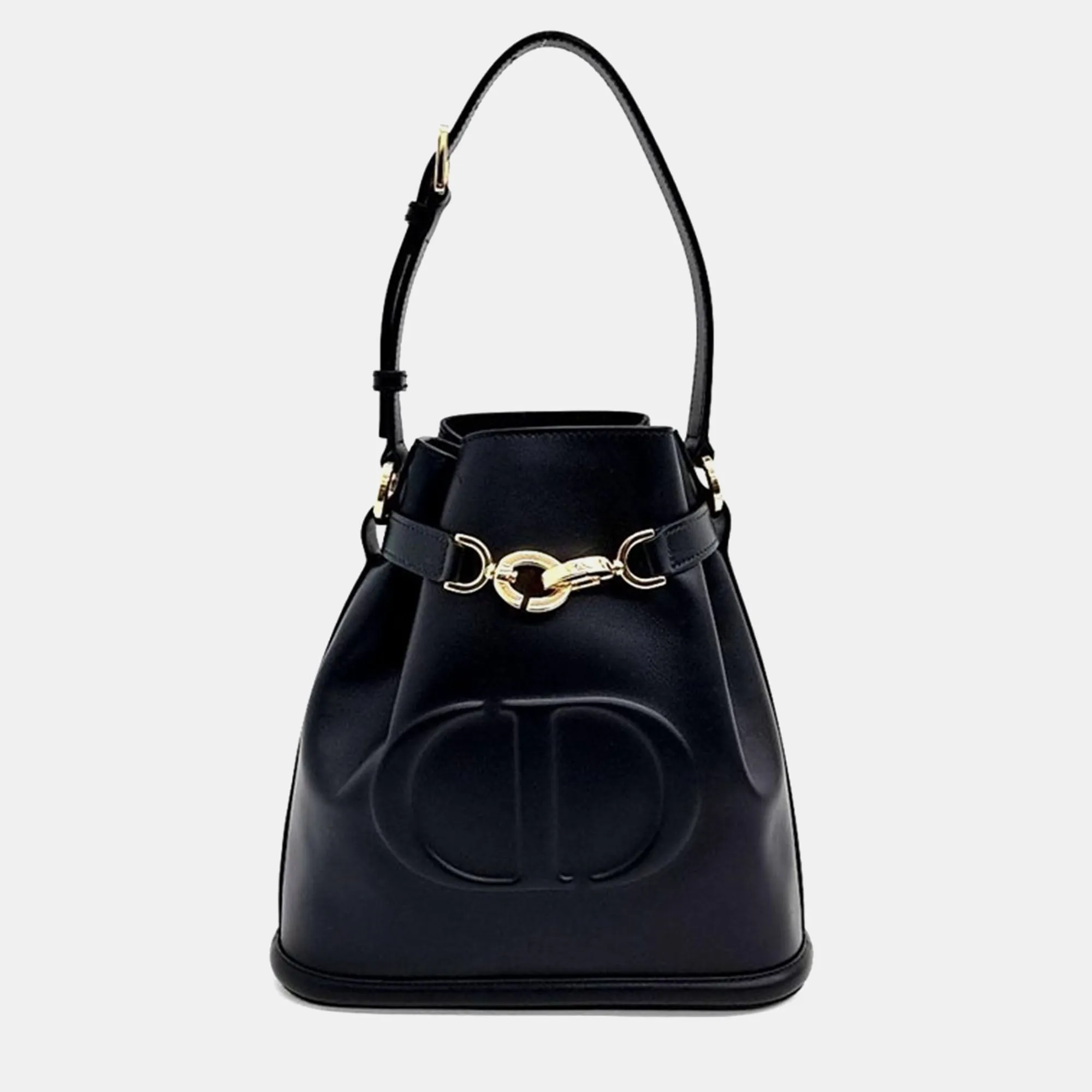 Christian Black Leather Ce Medium Handbag