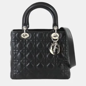 Christian Black Leather Lady Medium Shoulder Bag