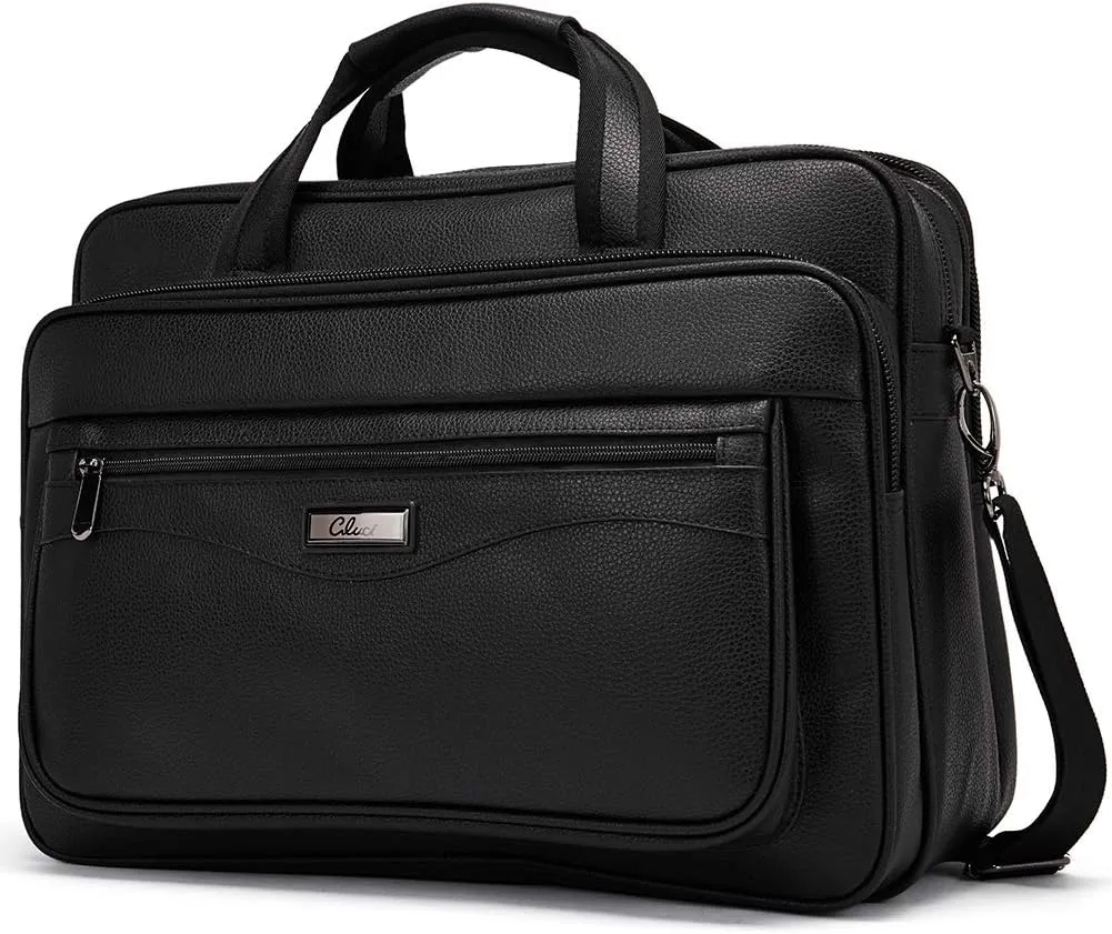 CLUCI Leather Briefcase for Men Large Capacity 15.6 Inch Laptop Business Travel Shoulder Bag