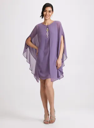 Crystal Embellished Dress & Capelet Jacket Set