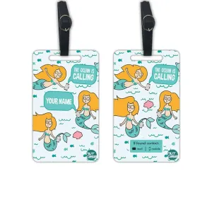 Custom Made Bag Tags with Name Set of 2 - Ocean