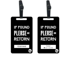 Custom Made Travel Luggage Tags Add Your Name Set of 2 - Return
