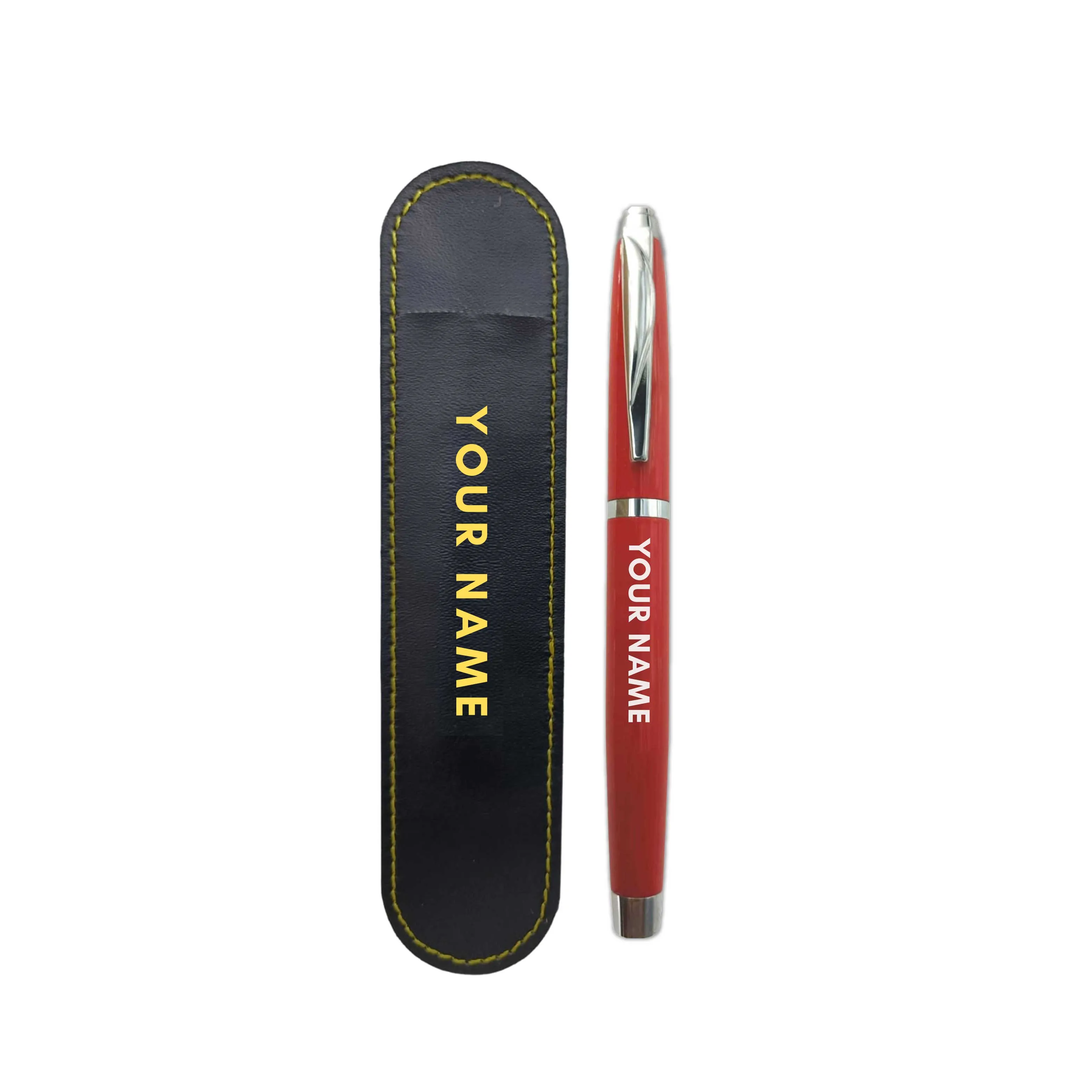 Customized Pen Gift with Engraved  for School College Friends (Red) - Your Name