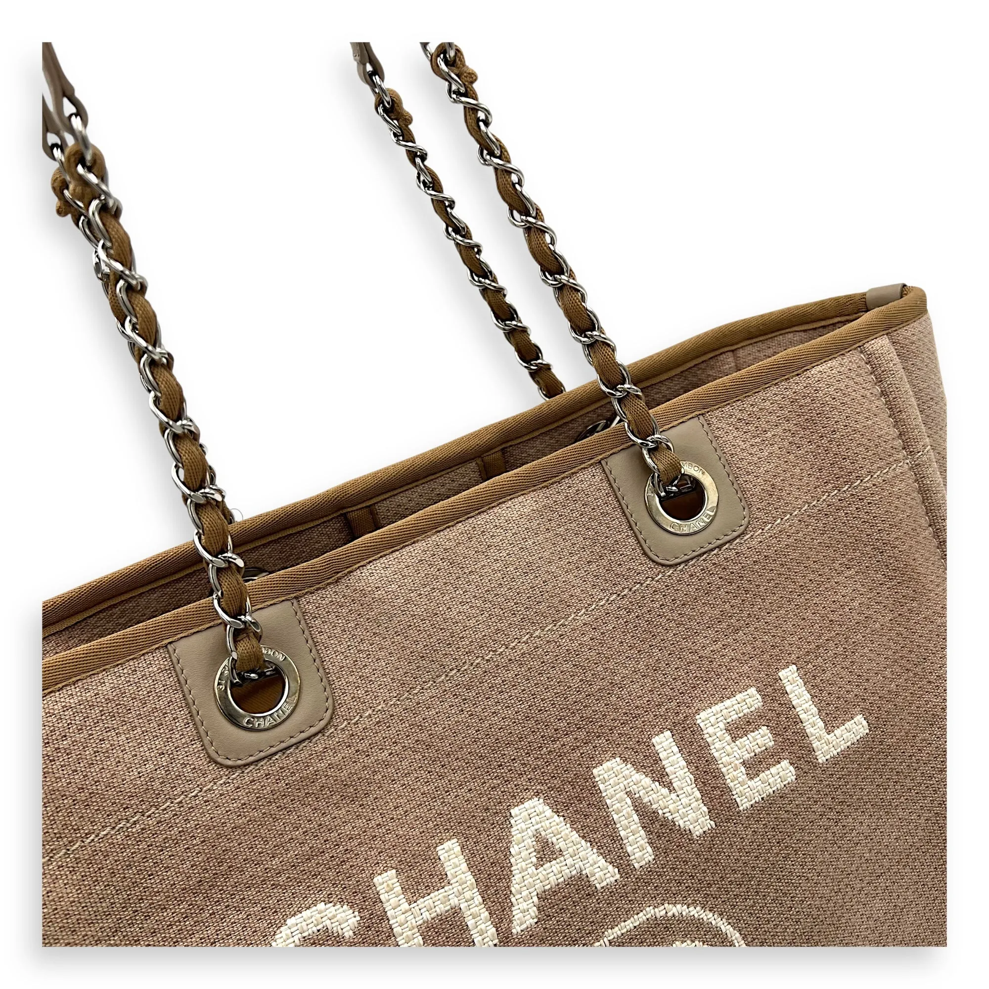 Deauville Tote Bag Brown in Canvas, Silver hardware