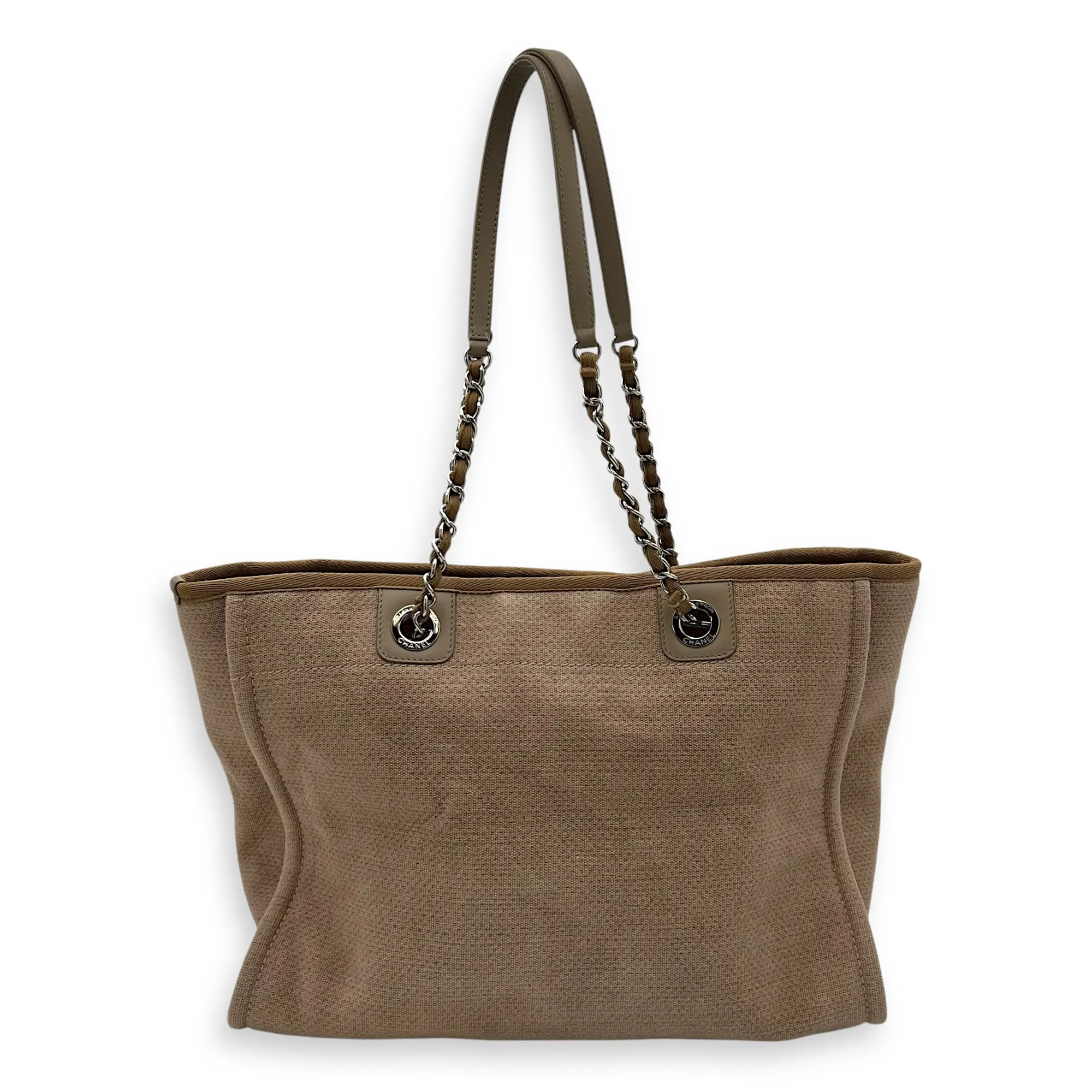 Deauville Tote Bag Brown in Canvas, Silver hardware
