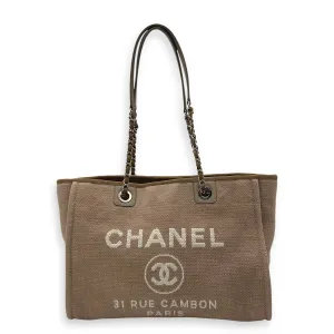 Deauville Tote Bag Brown in Canvas, Silver hardware