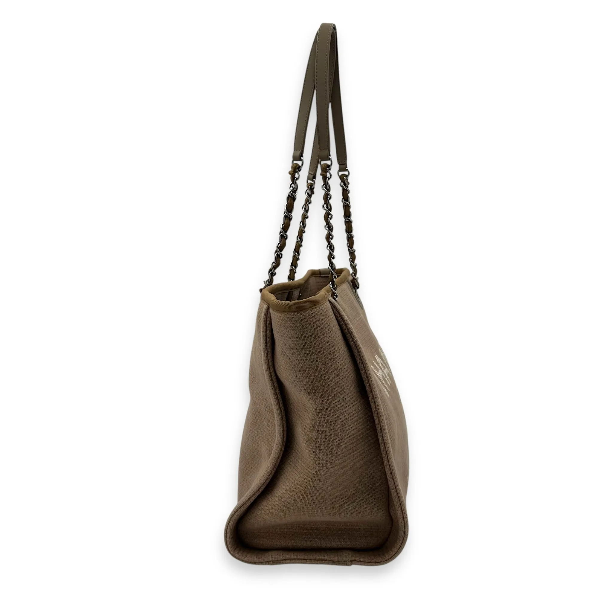 Deauville Tote Bag Brown in Canvas, Silver hardware