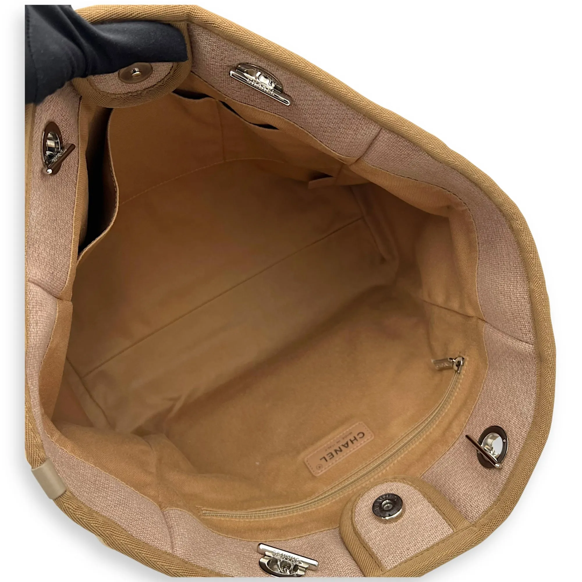 Deauville Tote Bag Brown in Canvas, Silver hardware