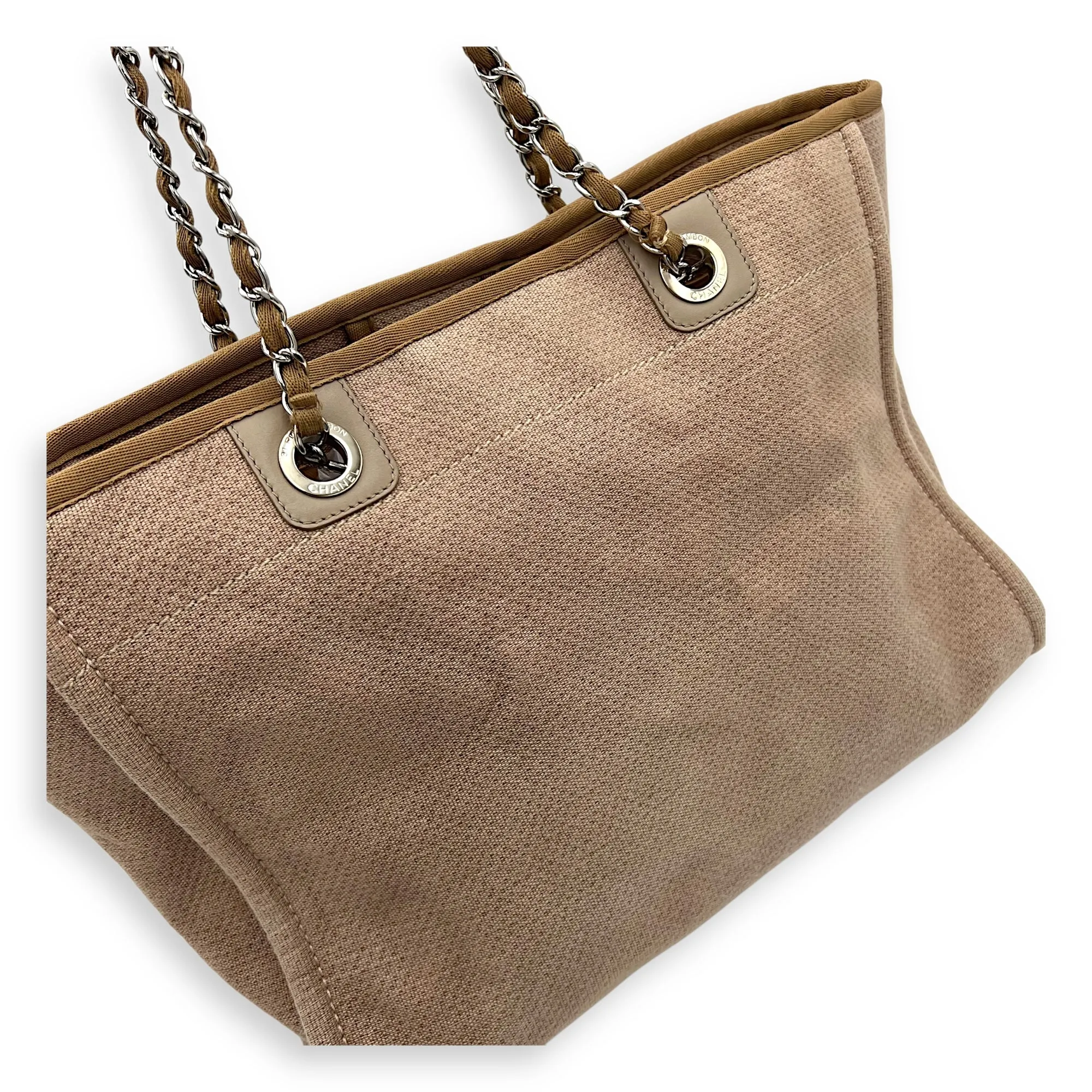 Deauville Tote Bag Brown in Canvas, Silver hardware