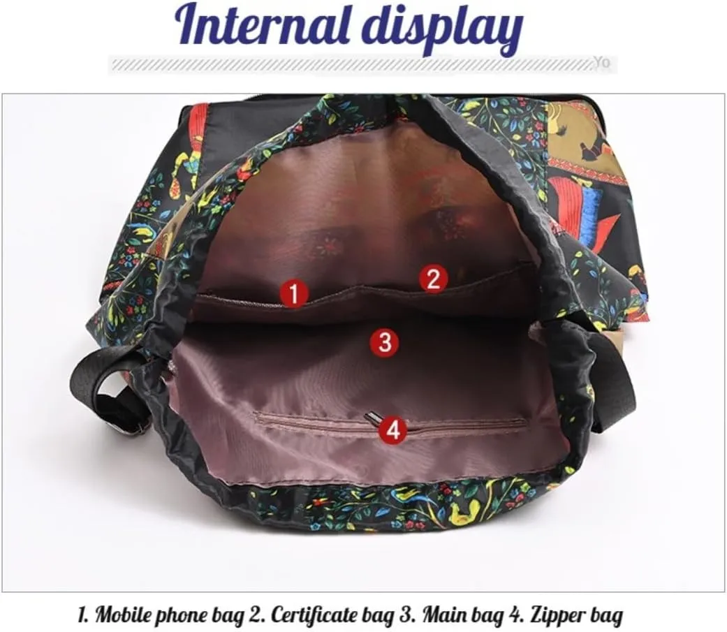 Drawstring Foldable Large Capacity Dry-wet Travel Sports BackpackLightweight Travel Backpack (leaves)