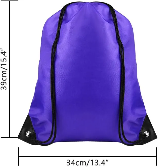 FEPITO 22 Pack Drawstring Bags String Backpack Bulk Sack Cinch Bag Sport Bags for School Gym Traveling (Blue)